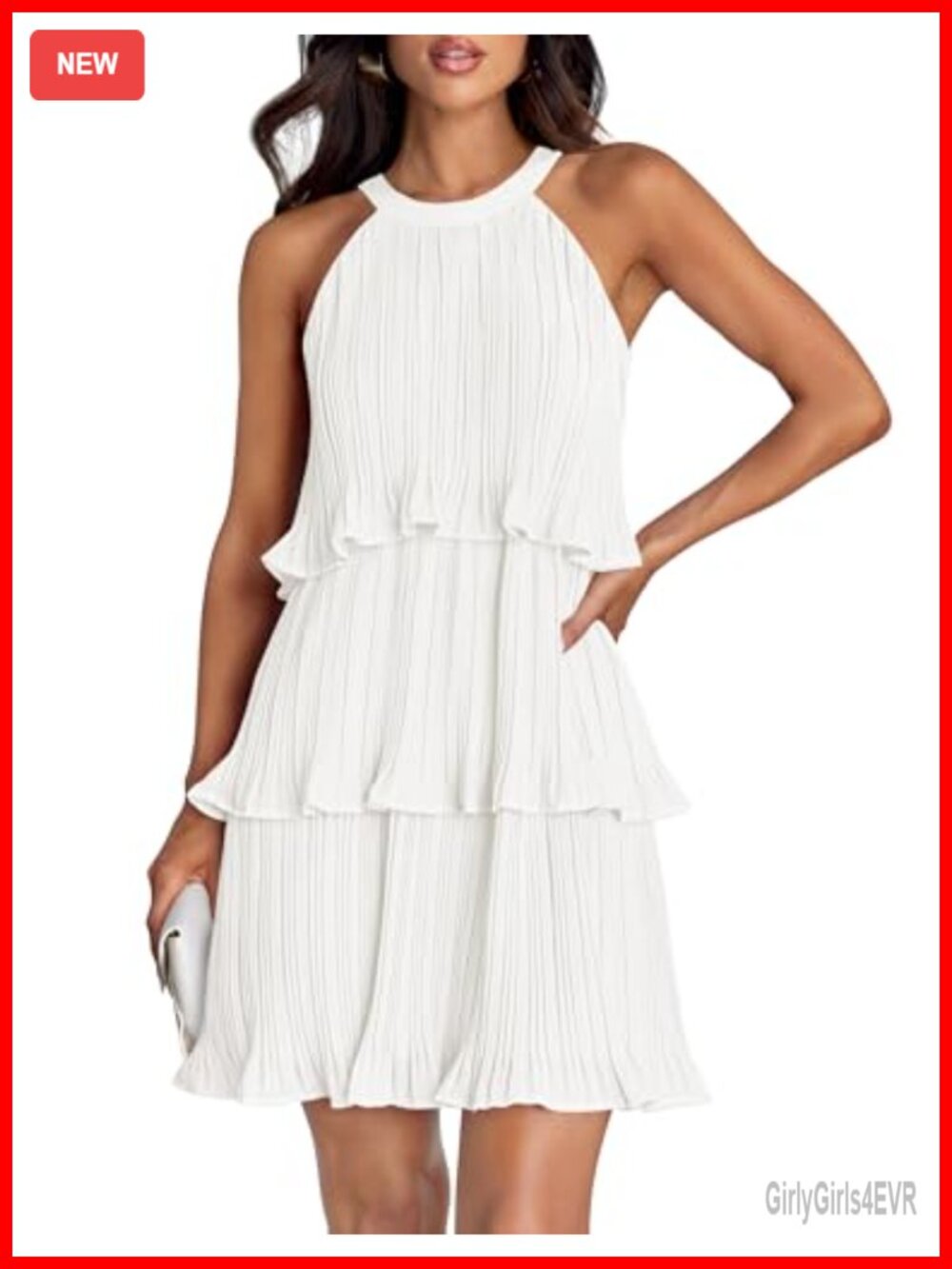 Summer Halter Ruffle Tiered Backless Mini Dress Sleeveless Cocktail